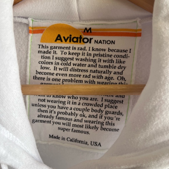 Aviator Nation Bolt Pullover Hoodie White M - Picture 9 of 11